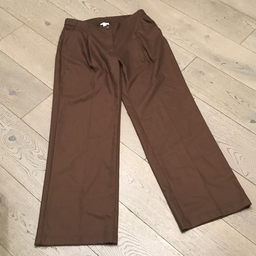 Woman’s J.Jill brown pleated elastic waist pants. Size 10. Pockets. NWT! Cute!